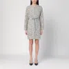 P.a.r.o.s.h Floral Lace Long Sleeve Belted Jacket In Grey