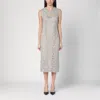 P.a.r.o.s.h Light Grey Lace Midi Dress In Grey