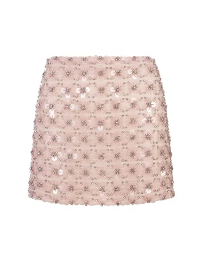 P.a.r.o.s.h Light Pink Full Sequins Ginny Mini Skirt