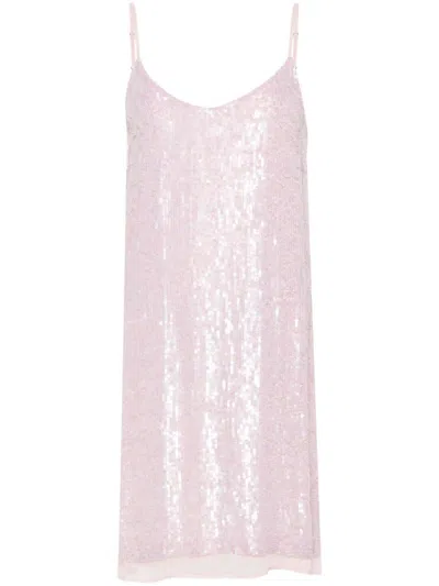 P.A.R.O.S.H LIGHT PINK GABRIEL SEQUINNED MINI DRESS