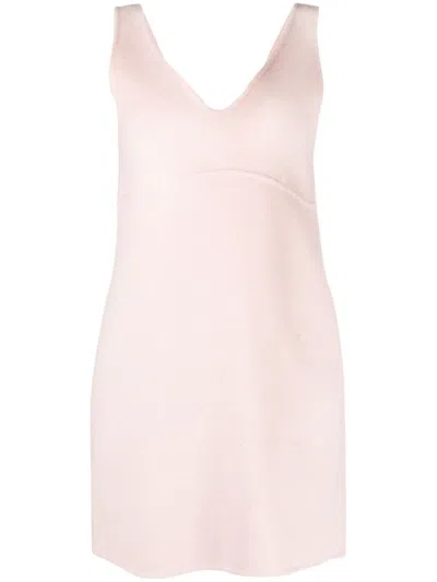 P.A.R.O.S.H LIGHT PINK SLEEVELESS WOOL MINIDRESS