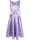 P.a.r.o.s.h Floral-pattern Satin Midi Dress In Light Purple