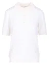 P.a.r.o.s.h Ribbed-knit Polo Top In White