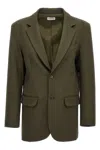 P.a.r.o.s.h Green Single-breasted Stretch Wool Blazer In Multi