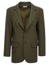 P.a.r.o.s.h Green Single-breasted Stretch Wool Blazer
