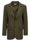 P.a.r.o.s.h Green Single-breasted Stretch Wool Blazer In Green