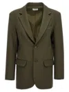 P.a.r.o.s.h Green Single-breasted Stretch Wool Blazer In Green