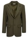 P.a.r.o.s.h Green Single-breasted Stretch Wool Blazer In Green