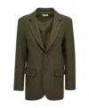 P.a.r.o.s.h Green Single-breasted Stretch Wool Blazer In Green
