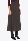 P.a.r.o.s.h Lille Wool-blend Pleated Midi Skirt In Brown