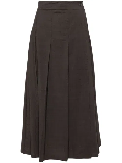 P.a.r.o.s.h Lillie Midi Skirt In Brown