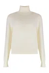 P.a.r.o.s.h . Lime Wool And Cachemire Turtleneck Pullover In Neutral