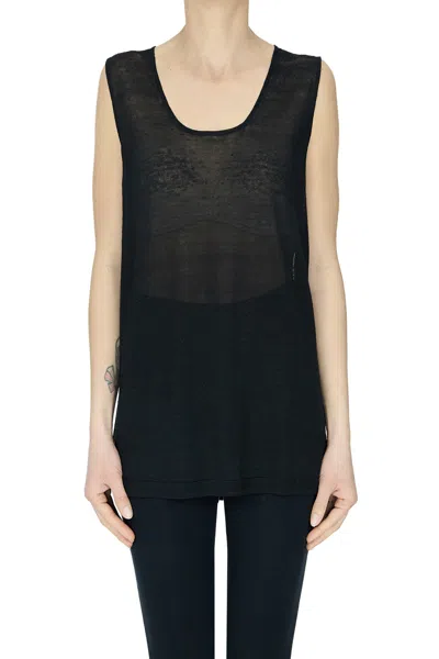 P.a.r.o.s.h Linen And Viscose Tank Top In Black