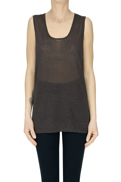 P.a.r.o.s.h Linen And Viscose Tank Top. In Brown