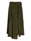 P.a.r.o.s.h Parosh Flowing Linen Skirt With Frayed Hem