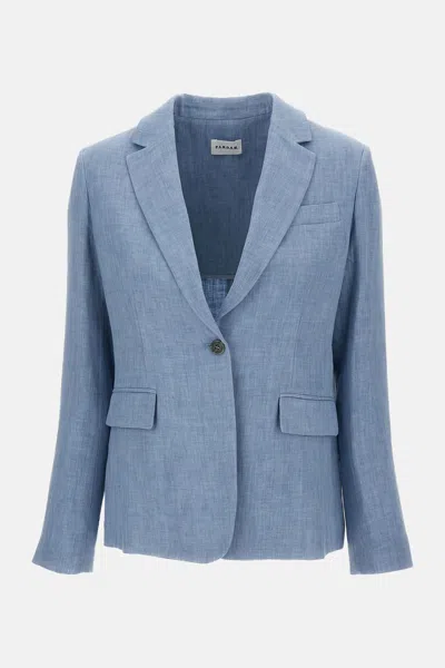 P.a.r.o.s.h Linen Blend Blazer In Blue