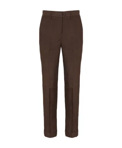 P.a.r.o.s.h Linen Blended Trousers In Green
