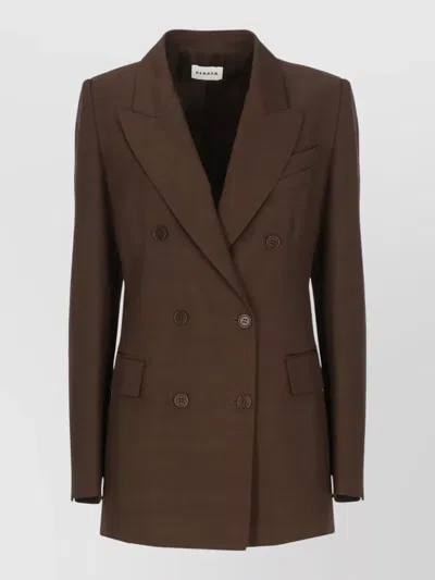 P.a.r.o.s.h Double Breasted Blazer Structured Shoulders In Brown