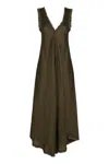 P.a.r.o.s.h Frayed Edges A-line Maxi Dress In Green