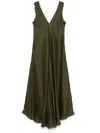 P.a.r.o.s.h Frayed Edges A-line Maxi Dress In Green