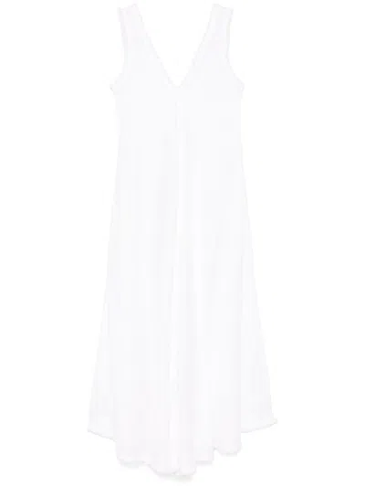 P.a.r.o.s.h Linen Midi Dress In White