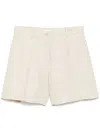 P.a.r.o.s.h Parosh Beige Linen Tailored Shorts With High Waist In Neutrals