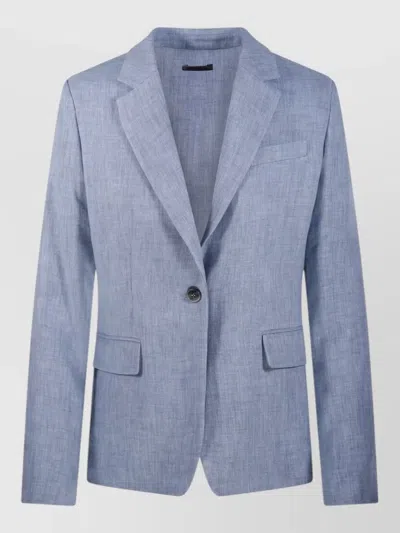 P.a.r.o.s.h Linen Suit Jacket In Blue