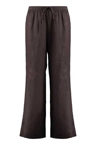 P.a.r.o.s.h . Linen Trousers In Brown