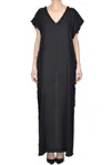 P.a.r.o.s.h Frayed Linen Midi Dress In Black