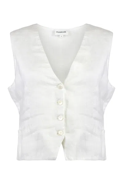 P.a.r.o.s.h . Linen Vest In White