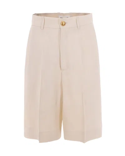 P.a.r.o.s.h . Linen Viscose Blend Bermuda Shorts In Beige