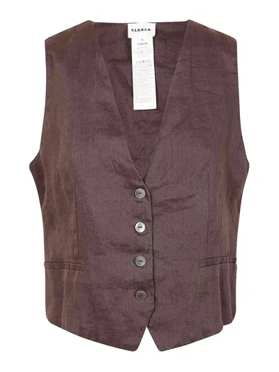 P.a.r.o.s.h Linen Waistcoat In Brown
