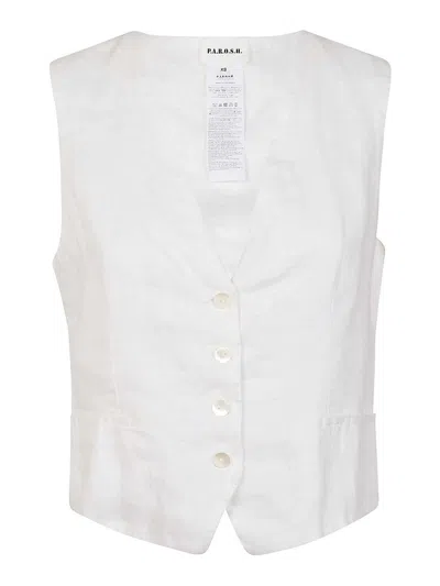 P.a.r.o.s.h Linen Waistcoat In White