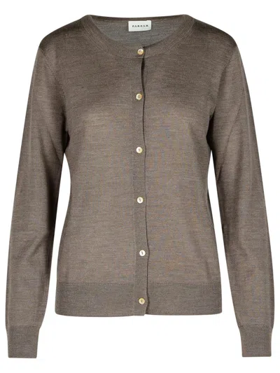 P.A.R.O.S.H P.A.R.O.S.H. 'LINFA' BROWN WOOL BLEND CARDIGAN