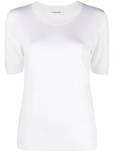 P.a.r.o.s.h Linfa Short-sleeve Fine-knit Top In White