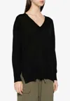 P.a.r.o.s.h Linfa V-neck Wool Blend Sweater In Black