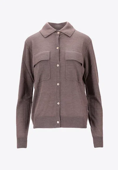 P.a.r.o.s.h Linfa Wool Knit Shirt In Gray