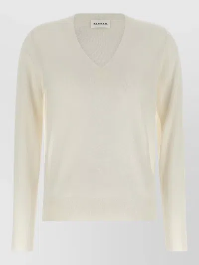 P.a.r.o.s.h Linfa26 V Neck Long Sleeve Sweater In Neutral