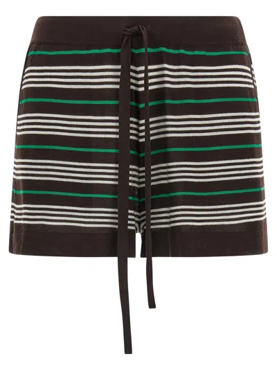 P.a.r.o.s.h Striped Drawstring Shorts In Brown