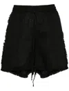 P.a.r.o.s.h Logo-embroidered Frayed Shorts In Black