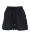P.a.r.o.s.h Black Shorts With Drawstring And Fringed Hem In Black