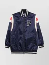 P.a.r.o.s.h Logo-patch Bomber Jacket Featuring Stripe Detailing In Blue