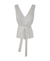 P.a.r.o.s.h Logo V-neck Blouse In Gray