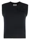 P.a.r.o.s.h Loira Flower-embellished Knitted Vest In Black