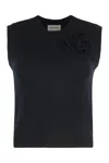 P.a.r.o.s.h Loira Flower-embellished Knitted Vest In Black