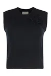 P.a.r.o.s.h Loira Flower-embellished Knitted Vest In Black