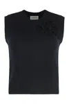 P.a.r.o.s.h Loira Flower-embellished Knitted Vest In Black