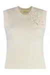 P.a.r.o.s.h Ribbed Flower-embellished Vest In Multi