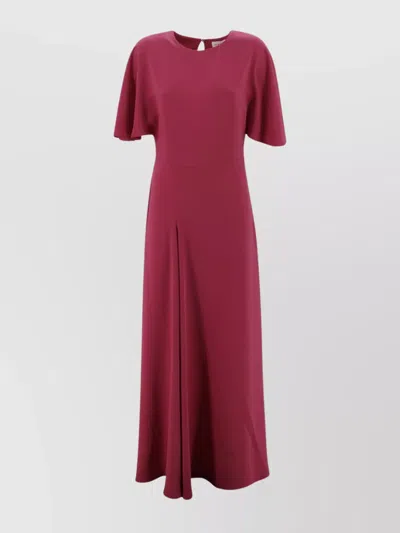 P.a.r.o.s.h Long Cady Dress With Slit And Cape Sleeves In Brown