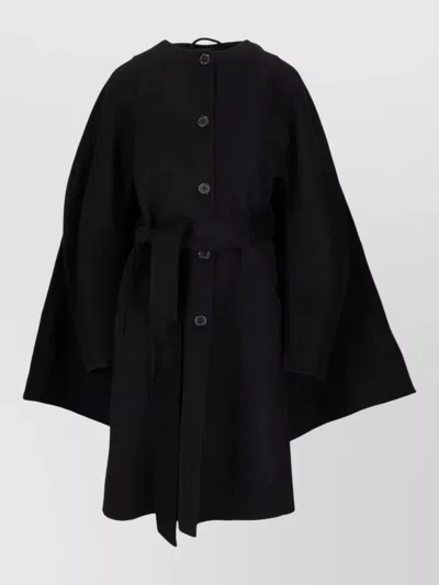 P.a.r.o.s.h Long Cape Jacket Belted Waist Design In Black